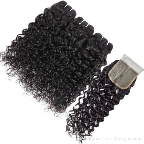 Factory Vendor Cheap Virgin Human Hair Bundles With Frontal Water Wave Hair Bundles With Lace Closure